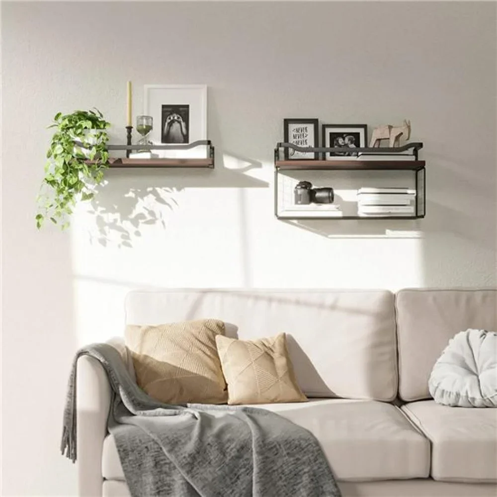 Floating Shelves with Wire Storage Basket Bathroom Shelves Over Toilet